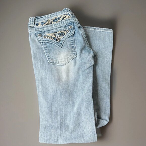 Miss Me Jeans Womens 28 Blue Boot Cut Embroidered Western Cowgirl - Picture 1 of 6